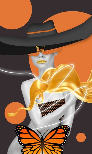 爱马仕轻奢美女装饰画