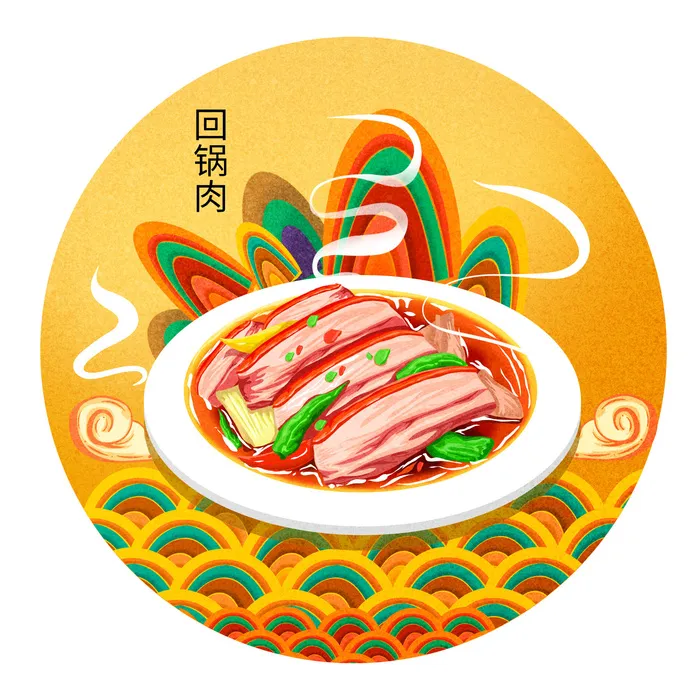 国潮中国风传统小吃食物地方特色菜美食元素插画海报图片素材psd模版下载