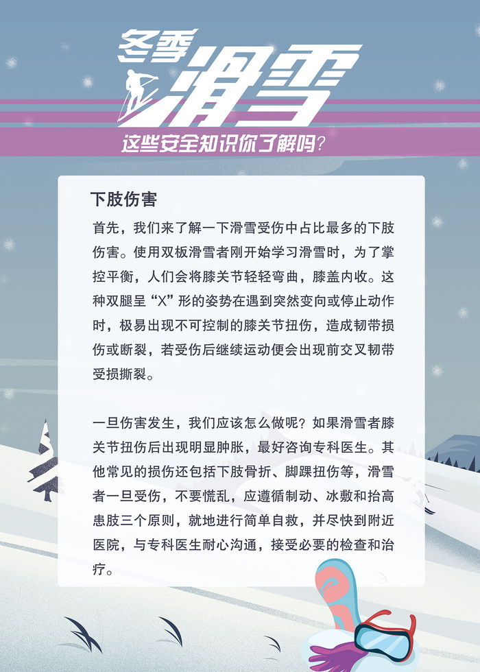简约冬季滑雪的安全知识海报psd模版下载