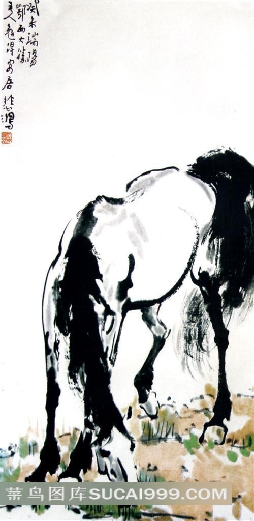 中国水墨国画食草图片