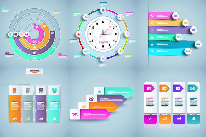 ppt素材3d数据图表模板可视化图形统计标签矢量图标模型ai源文件