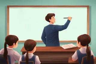 上课老师学生扁平插画背景