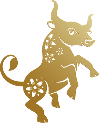 金色牛2传统复古-新年装饰素材-PNG免抠图