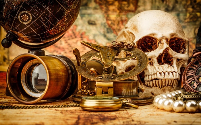 骷髅等装饰品高清图片