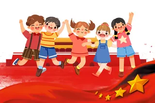 国庆节红旗儿童*素材