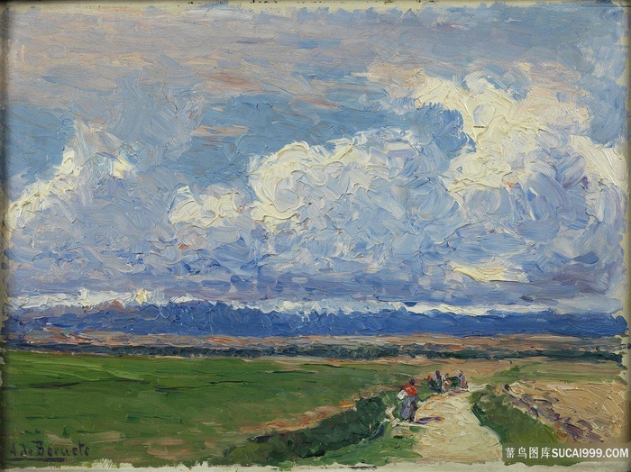 大道草坪高清风景画油画