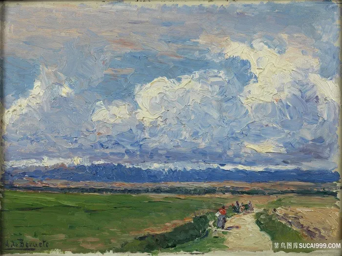 大道草坪高清风景画油画