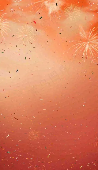 橙红渐变喜庆烟花节日背景