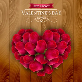 情人节快乐玫瑰爱心木板背景