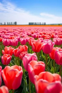 公园里生长的大片郁金香摄影图