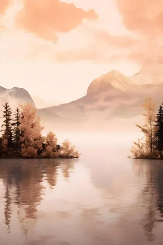 落日雪山云层河面背景