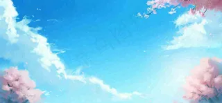 春天蓝色的天空和粉红色的书梦幻场景