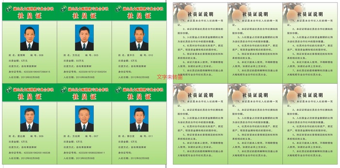 合作社社员证cdr矢量模版下载