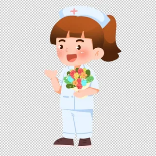 护士节素材-免抠手绘小护士