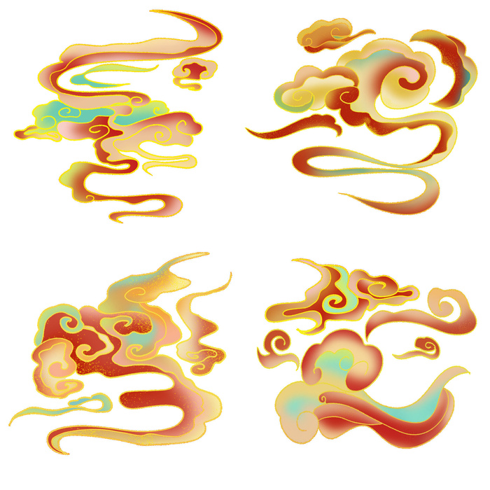 中国风中式国潮敦煌云纹祥云插画图案云朵云彩元素PSDAI设计素材
