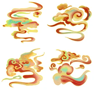 中国风中式国潮敦煌云纹祥云插画图案云朵云彩元素PSDAI设计素材