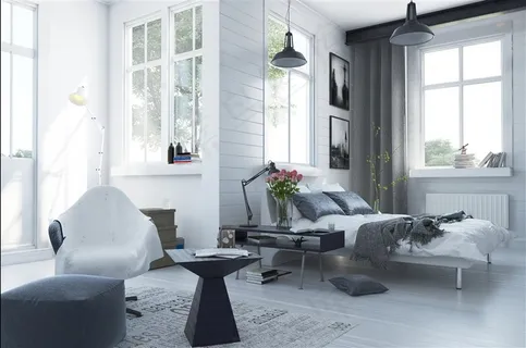 白色简洁小户型卧室装修高清图片