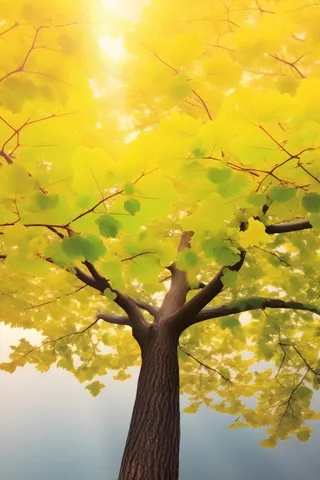 银杏叶绿色阳光背景