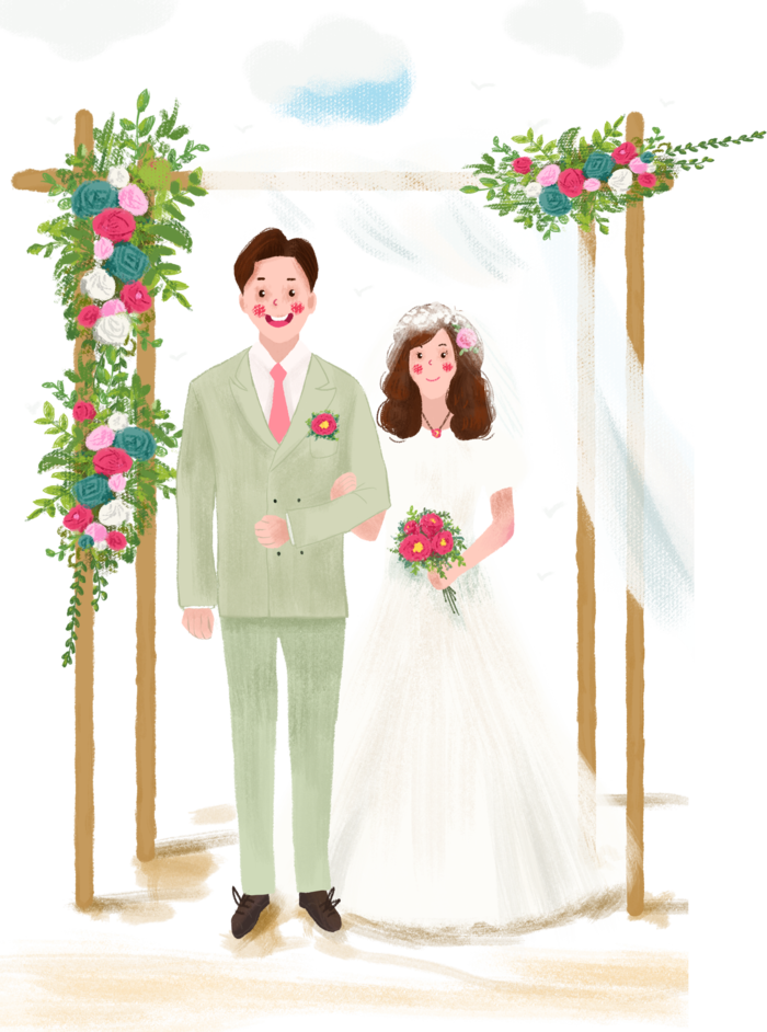 婚纱卡通人物婚礼白纱结婚婚纱摄影手绘