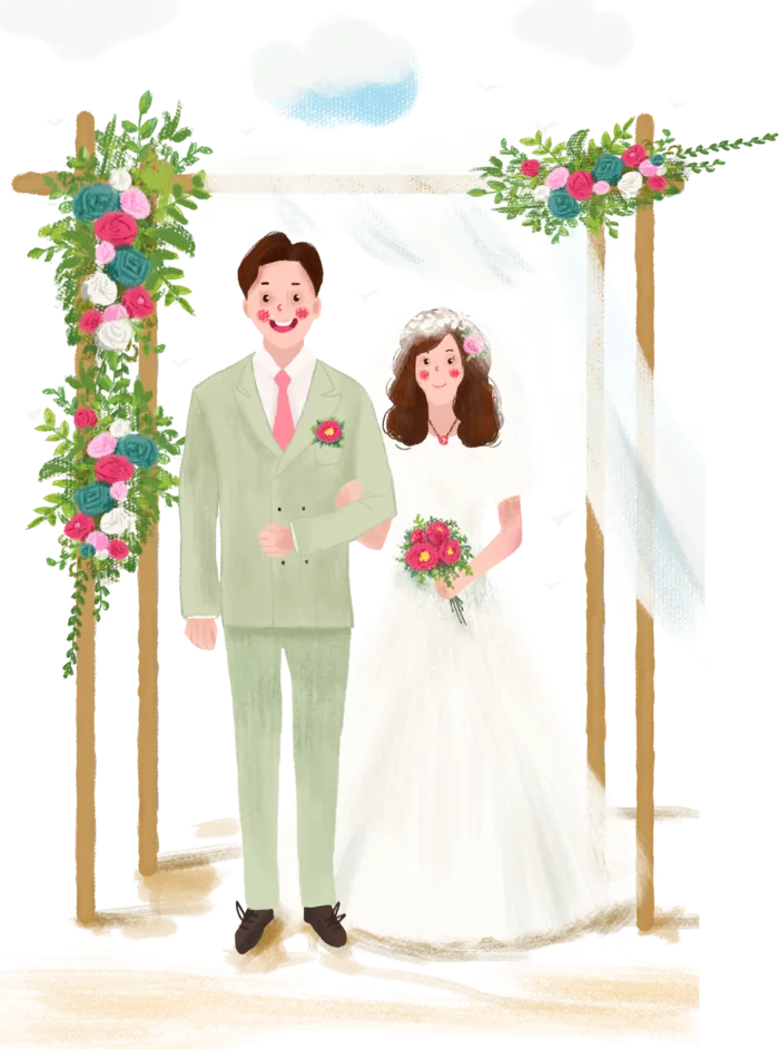 婚纱卡通人物婚礼白纱结婚婚纱摄影手绘