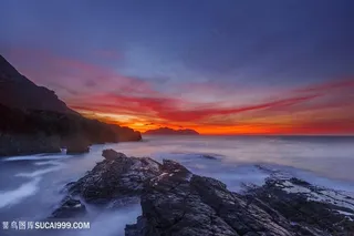 高清傍晚海边风景图片