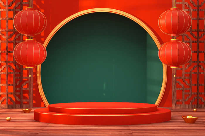 中国风古典背景红色喜庆新年主图背景