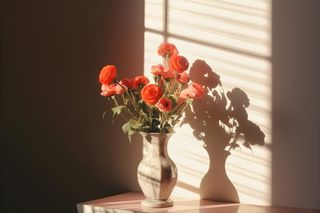 落日室内鲜花投影摄影