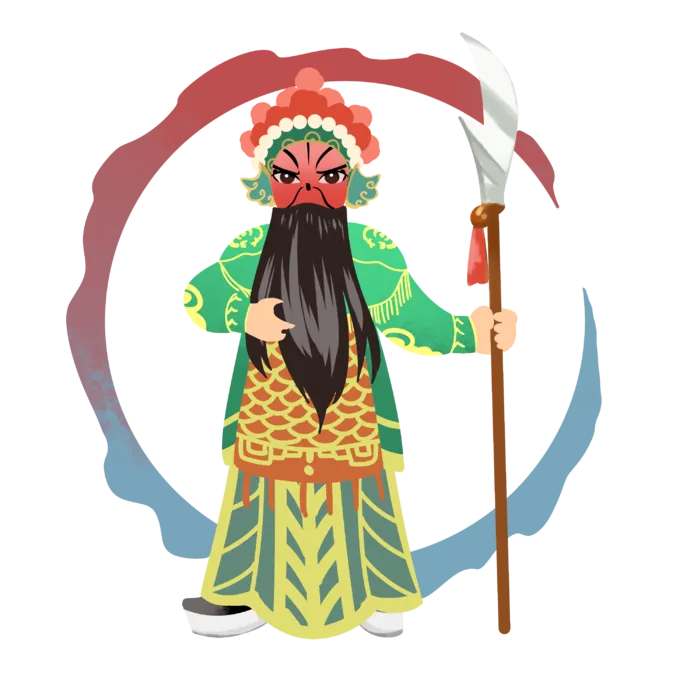 卡通京剧戏剧人物脸谱插画PNG图片 国潮中国风Q版戏剧人物PS素材