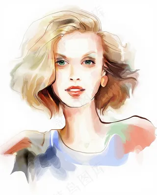 金色头发的手绘美女