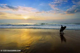 唯美黄昏海滩高清图片