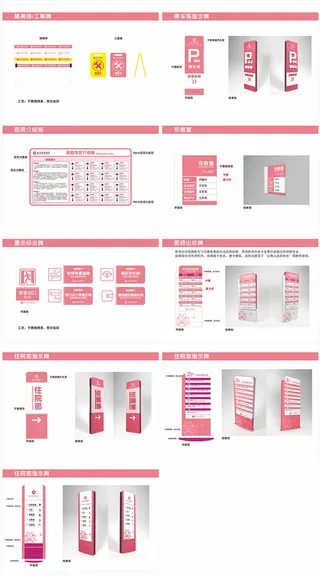 全套简约时尚医院医疗妇幼导视牌设计
