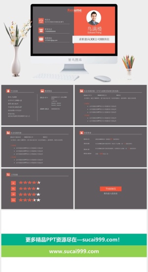 个性彩色求职简历ppt模板预览图