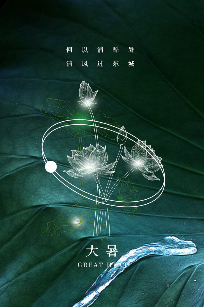 传统节气大暑海报psd模版下载