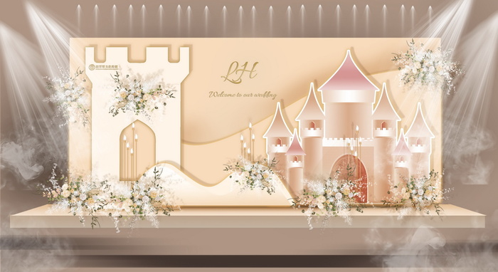 香槟色城堡浪漫婚礼效果图