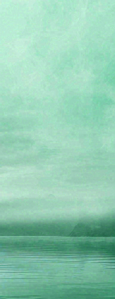 中国风绿色唯美已经云海河湖竹子，水面倒影