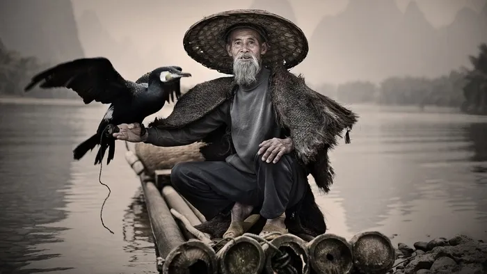 高清漓江老人图片