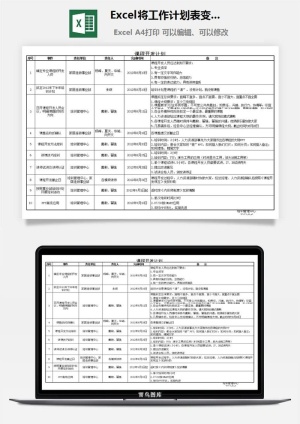 Excel将工作计划表变为进度条的模板excel模板预览图