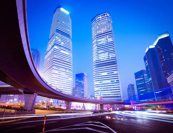 夜晚璀璨城市大城市夜景高端高楼