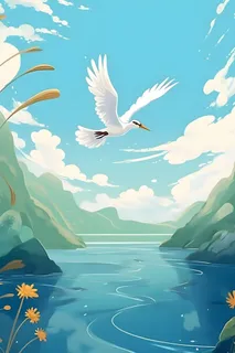 国风意境晚霞山云背景