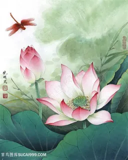 李晓明荷花与蜻蜓国画图片 李晓明荷花与蜻蜓国画图片