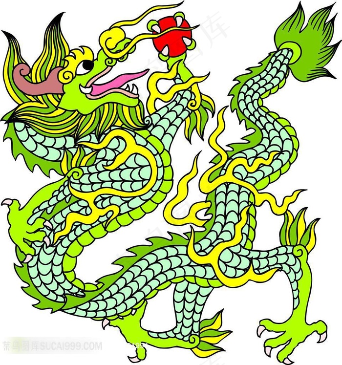 龙戏珠插画素材图片