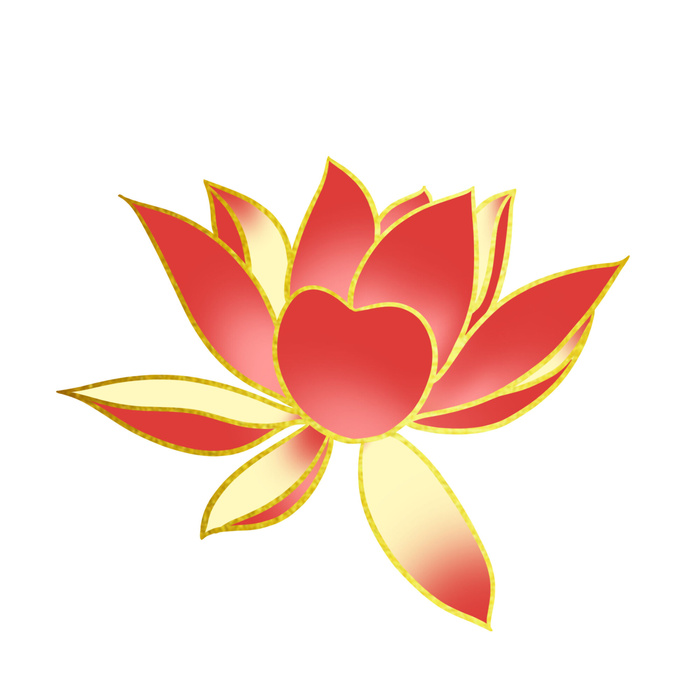 国潮风立体浮雕金边手绘花朵花卉PSD设计PNG免扣图片元素素材psd模版下载