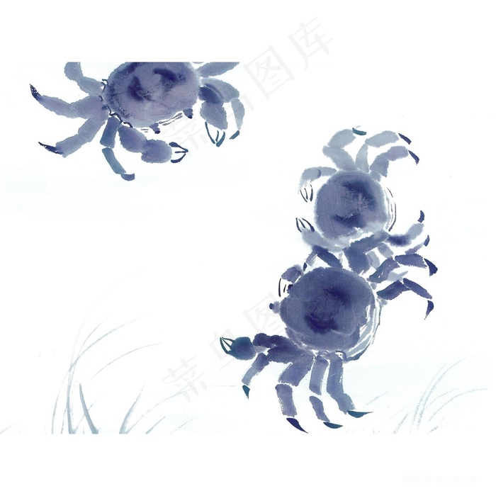 中国风水墨螃蟹