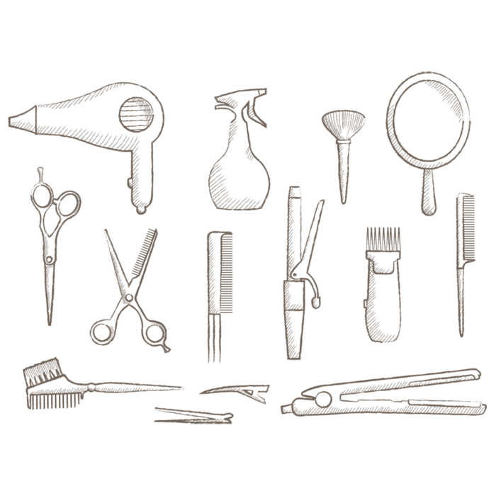 理发工具线条画