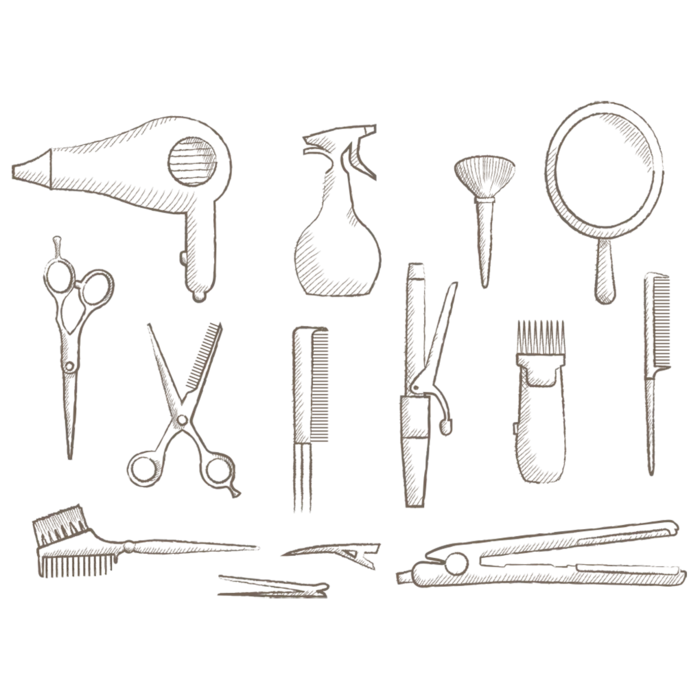 理发工具线条画