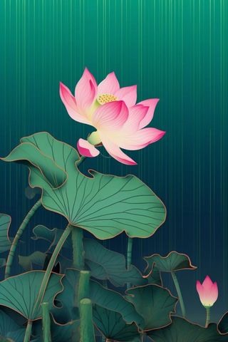 绿色简约清新莲花节气背景