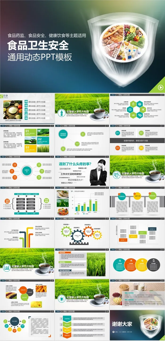 食品安全健康PPT模板ppt模版