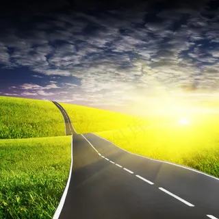 夕阳高速公路图片下载