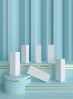 VI样机贴图包装logo样机蓝色场景