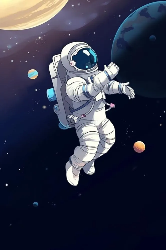 航天宇航员星空黑色背景(896x1344)